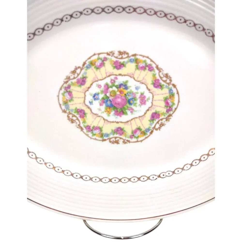 Vintage American Limoges Delight Oval Dinner Platter 22K Gold On Rim - 13.5x10